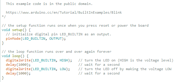 example of Arduino code